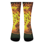 Yellow Full Moon Print Crew Socks
