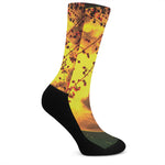Yellow Full Moon Print Crew Socks
