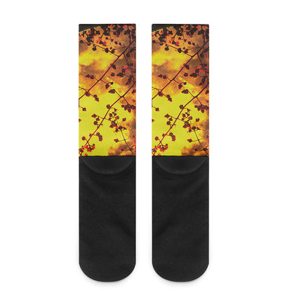 Yellow Full Moon Print Crew Socks