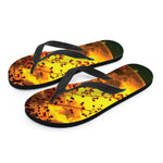 Yellow Full Moon Print Flip Flops