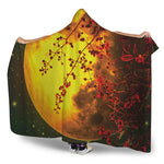 Yellow Full Moon Print Hooded Blanket