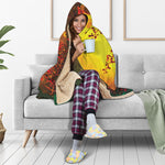 Yellow Full Moon Print Hooded Blanket