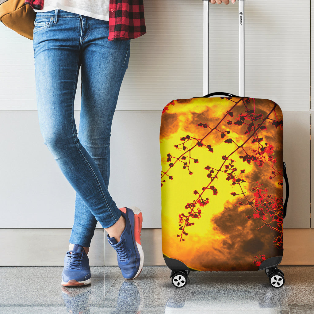 Yellow Full Moon Print Luggage Cover