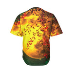 Yellow Full Moon Print Men's Baseball Jersey