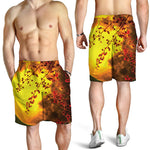 Yellow Full Moon Print Men's Shorts