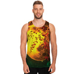 Yellow Full Moon Print Men's Tank Top