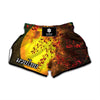 Yellow Full Moon Print Muay Thai Boxing Shorts
