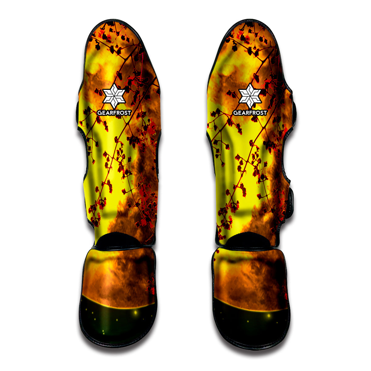 Yellow Full Moon Print Muay Thai Shin Guard