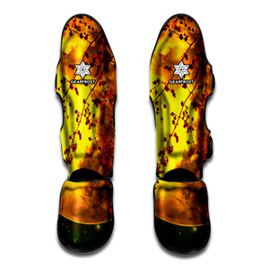 Yellow Full Moon Print Muay Thai Shin Guard