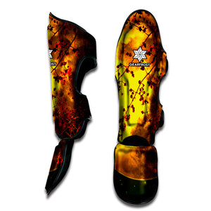 Yellow Full Moon Print Muay Thai Shin Guard