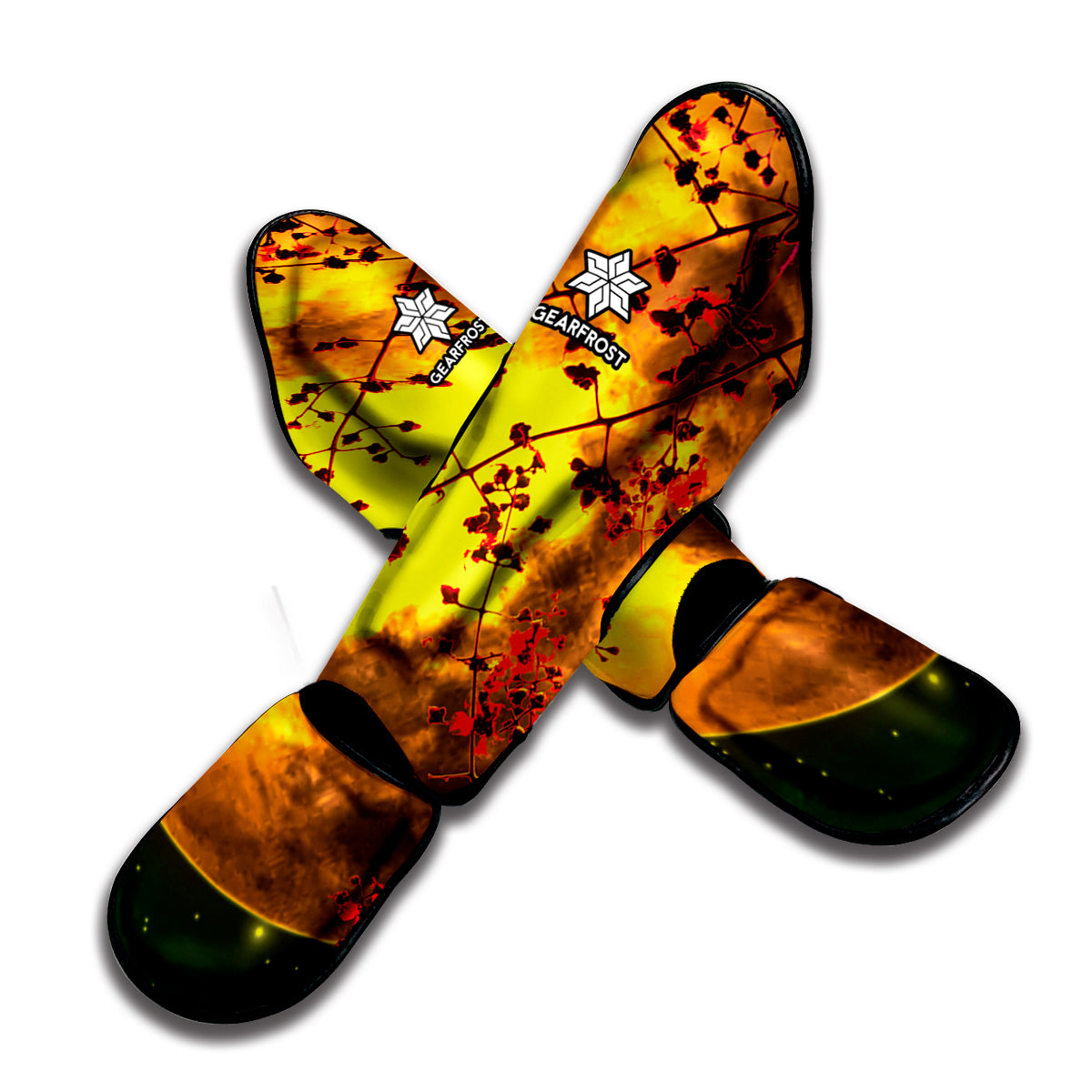 Yellow Full Moon Print Muay Thai Shin Guard