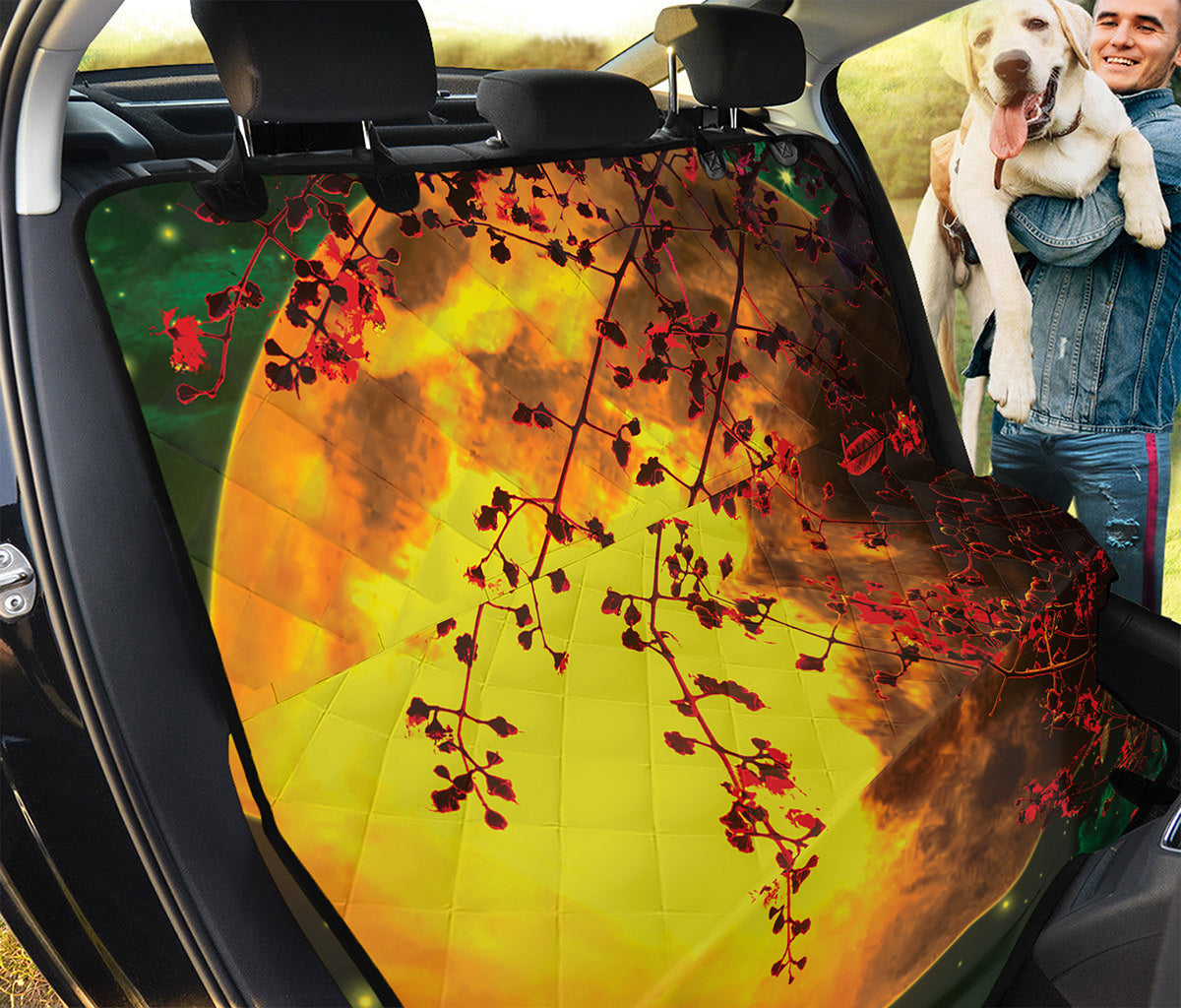 Yellow Full Moon Print Pet Car Back Seat Cover