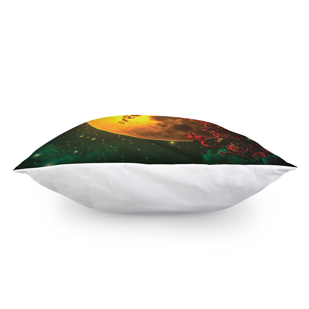 Yellow Full Moon Print Pillow Cover