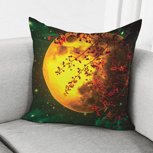 Yellow Full Moon Print Pillow Cover