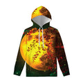 Yellow Full Moon Print Pullover Hoodie