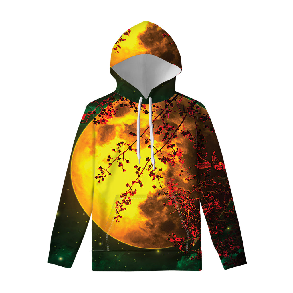 Yellow Full Moon Print Pullover Hoodie