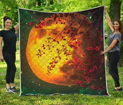 Yellow Full Moon Print Quilt