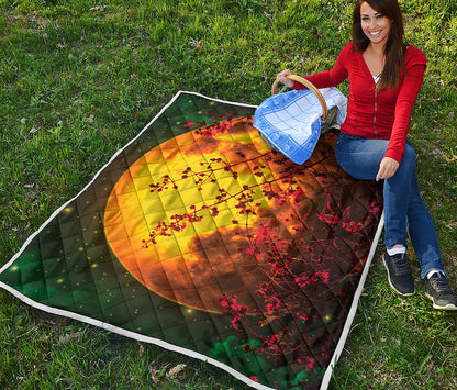 Yellow Full Moon Print Quilt