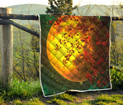 Yellow Full Moon Print Quilt