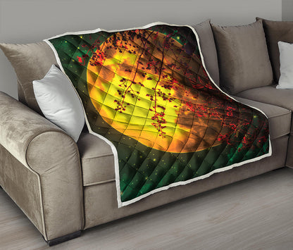 Yellow Full Moon Print Quilt