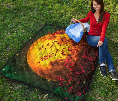 Yellow Full Moon Print Quilt