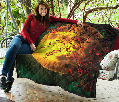 Yellow Full Moon Print Quilt