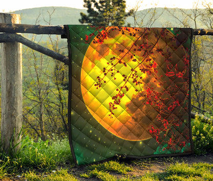 Yellow Full Moon Print Quilt