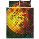 Yellow Full Moon Print Quilt Bed Set