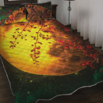 Yellow Full Moon Print Quilt Bed Set