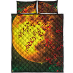 Yellow Full Moon Print Quilt Bed Set