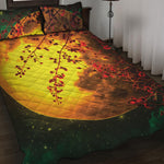 Yellow Full Moon Print Quilt Bed Set