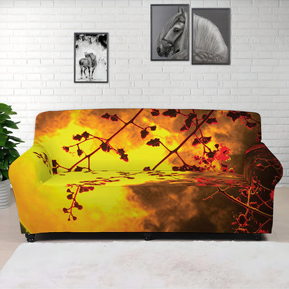 Yellow Full Moon Print Sofa Cover