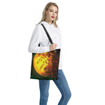 Yellow Full Moon Print Tote Bag