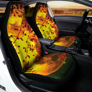 Yellow Full Moon Print Universal Fit Car Seat Covers