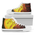 Yellow Full Moon Print White High Top Sneakers