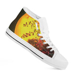 Yellow Full Moon Print White High Top Shoes