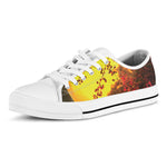 Yellow Full Moon Print White Low Top Shoes