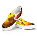 Yellow Full Moon Print White Slip On Sneakers