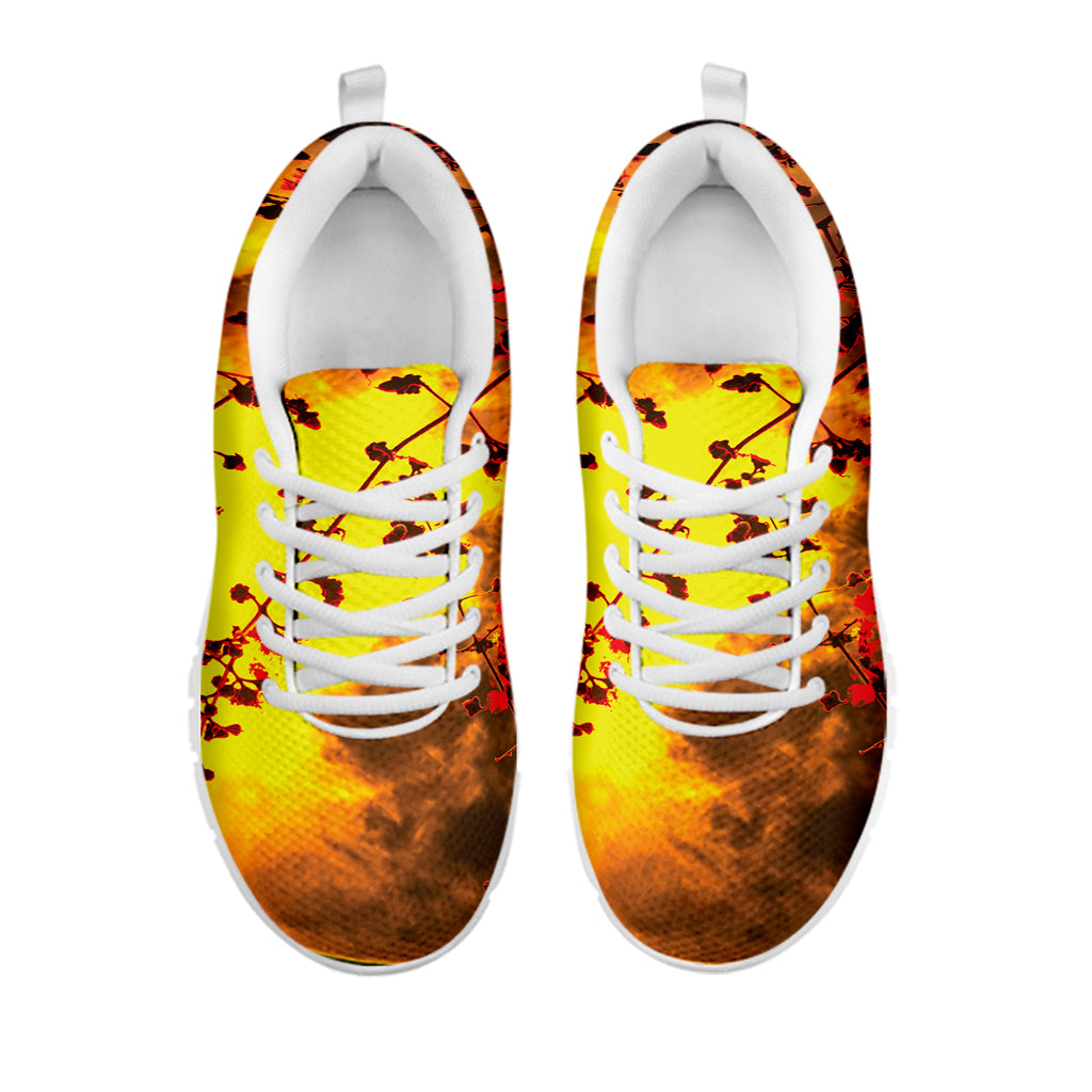 Yellow Full Moon Print White Sneakers