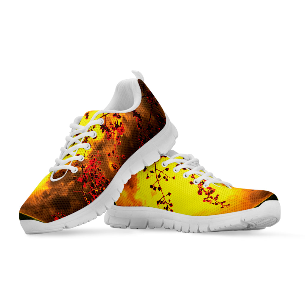 Yellow Full Moon Print White Sneakers