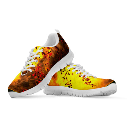 Yellow Full Moon Print White Sneakers