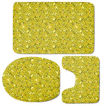 Yellow Geometric Banana Pattern Print 3 Piece Bath Mat Set