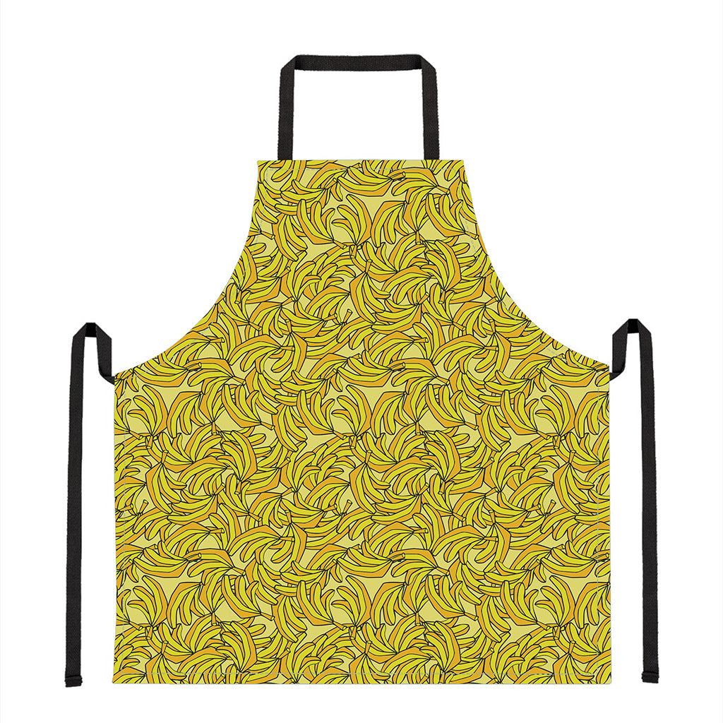 Yellow Geometric Banana Pattern Print Apron