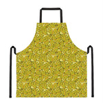 Yellow Geometric Banana Pattern Print Apron