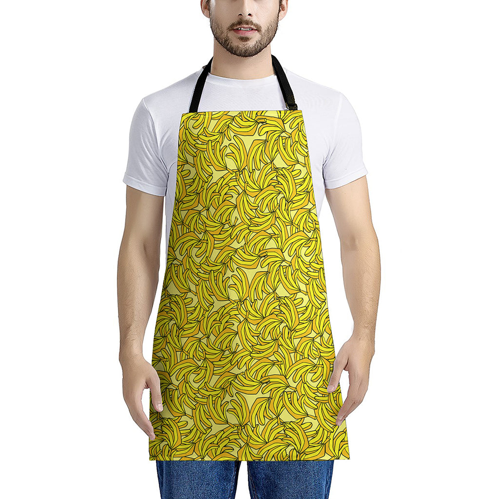 Yellow Geometric Banana Pattern Print Apron