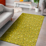 Yellow Geometric Banana Pattern Print Area Rug