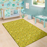 Yellow Geometric Banana Pattern Print Area Rug