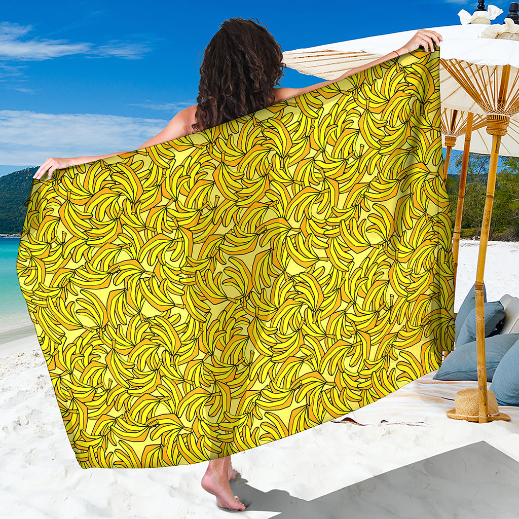 Yellow Geometric Banana Pattern Print Beach Sarong Wrap