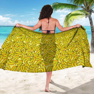 Yellow Geometric Banana Pattern Print Beach Sarong Wrap
