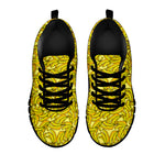 Yellow Geometric Banana Pattern Print Black Sneakers